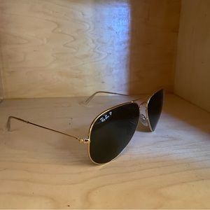 Rayban Aviators. Black and gold polarized.